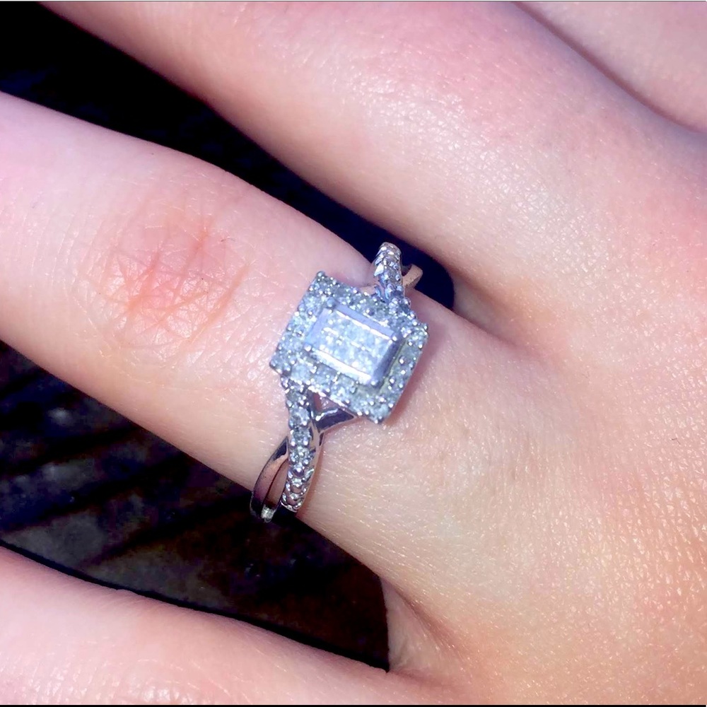 1/6 Carat Sterling Silver Engagement/Promise Ring